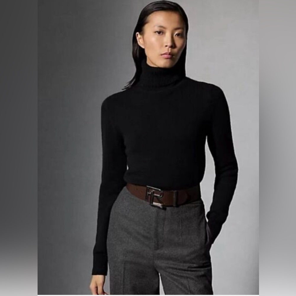 Ralph Lauren Collection Purple Label Cashmere Turtleneck  Slim Fit Black Sz Med